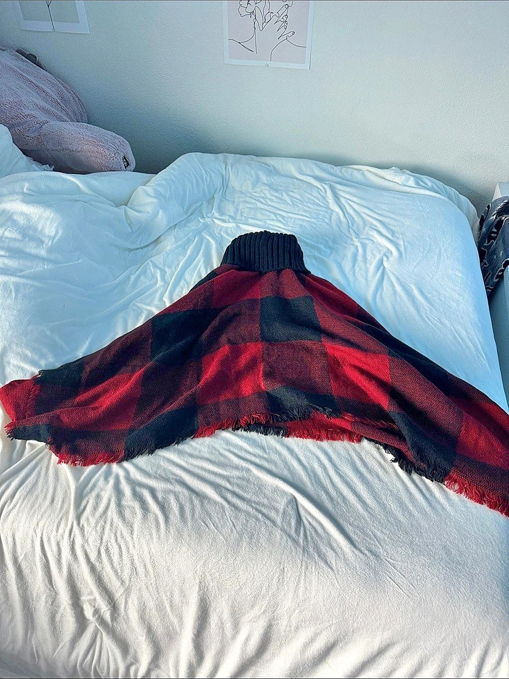 Red & Black Plaid Fringe Wrap